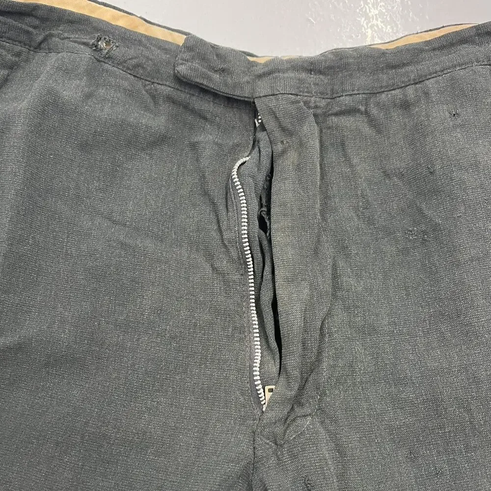 Vintage 50s Black/Dark Green Side Button Trousers 33x26